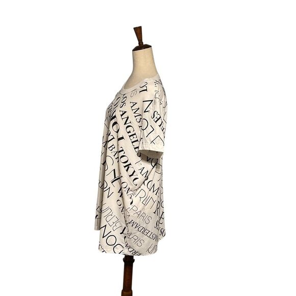 LuLaRoe White All Over City Text Print Top - Picture 7 of 11